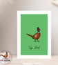 Top Dad Pheasant Card - Funny Dad Birthday Card - Father's Day Card - Hand Drawn - Image 9