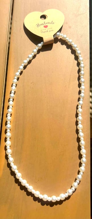 Handmade Pearl-Coloured Beaded Necklace