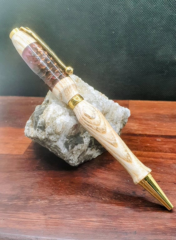Purple resin pine cone pen