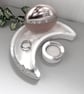 Crescent Moon Trinket Tray with Silver Mica and Glass Chips -  Celestial  Dish - Image 3