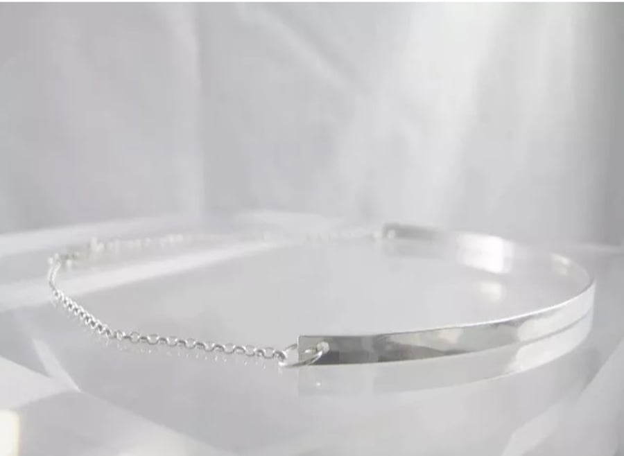 Sterling Silver Hammered Choker Necklace 14" - Handmade By CMcB Jewellery