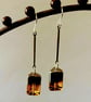  Perfectly Imperfect  Amber silver rectangular cube bead dangle earrings - Image 3