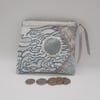 Coin purse patchwork beaded sea green waves. Sale