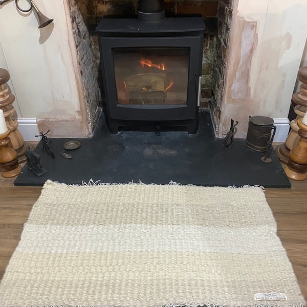 100% British Cream Wool Rug
