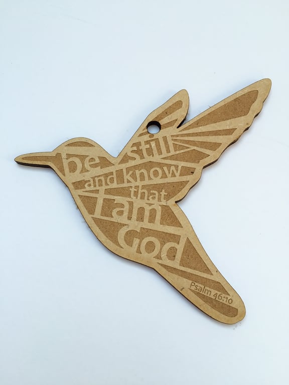 'Laser Tweet' - Psalm 46 (wood, 10cm)