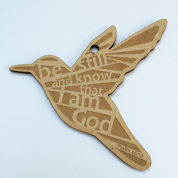 'Laser Tweet' - Psalm 46 (wood, 10cm)