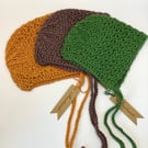 Traditional Style Baby Bonnets 100% Soft Egyptian Cotton Newborn Set of Three