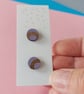 Round colourful curve wooden stud earrings - Image 5