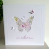 Butterfly floral Mother's day card in soft pastel colours 