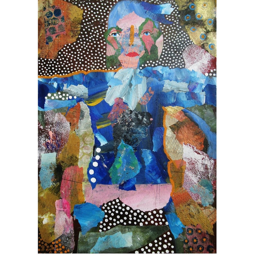 Surreal Figure Painting Art Brut Collage & Acrylic Weird Figurative Artwork