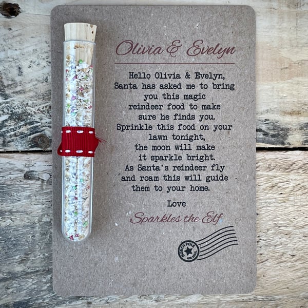 Personalised Reindeer Food & Postcard From Elf