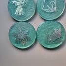 Handmade Resin Christmas Coasters – Set of 6 – Unique Festive Gift