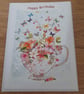 HAPPY BIRTHDAY BUTTERFLY AND FLORAL HANDMADE CARD. - Image 3
