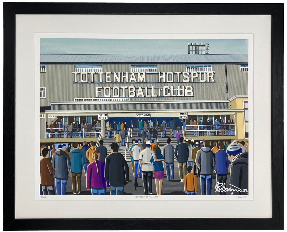 Tottenham, Retro White Hart Lane Limited Edition Framed Art Print (20" x 16")