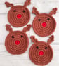 Cute Reindeer Crochet Coasters, Novelty Rudolph Christmas Table Decor - Image 1
