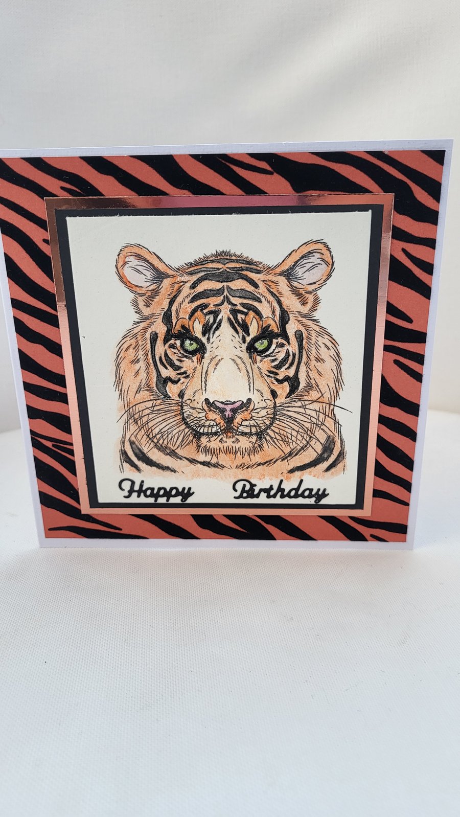 Tiger birthday card,  handmade greeting card 