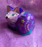 Hand painted, up cycled purple cat - Image 3