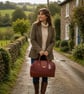 Burnt Orange weekend bag carpet bag british wool tweed & real leather bag