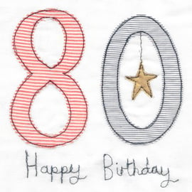 Stripey 80th birthday card