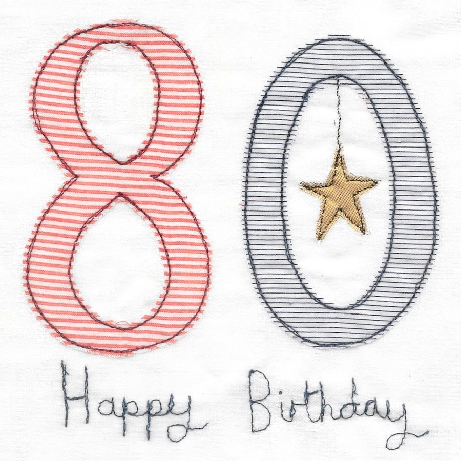 Stripey 80th birthday card