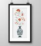 160 - The Huntington Vase Cross Stitch Pattern: Victorian Chinoserie Flower Vine - Image 3