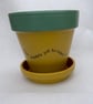 A Unique Trio of Large Hand Painted Kitchen Herb Plant Pots with Saucers - Image 3