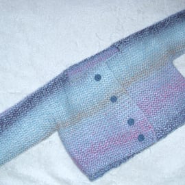 Hand knitted blue coat for 3 to 6 month old baby