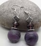 Statement jewellery - mauve, black and silver dangly earrings - Image 3