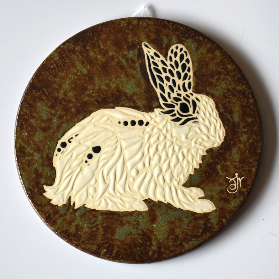 A132 Wall plaque coaster rabbit (Free UK postage)