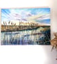 Big Sky Land and Skyscape Oil Painting : Ouse Fen Reeds and Wetlands - Image 9