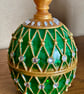 Handmade Egg-Shaped Green And Gold Resin Jewellery-Trinket Box, Ornament