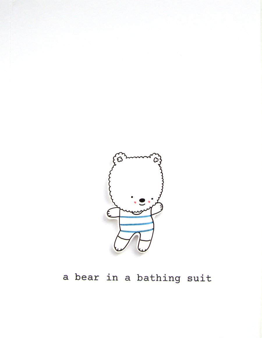 card - a bear in a bathing suit