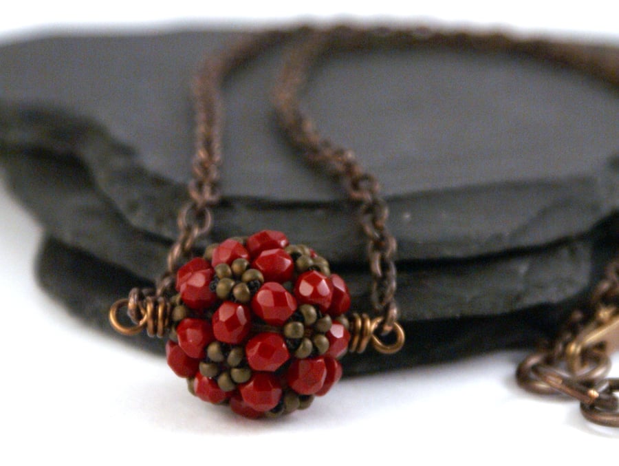 Deep Red Bead Necklace