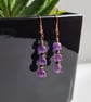 Handmade Natural Amethyst & Copper Dangle Drop Earrings Gift Crystal Jewellery - Image 7