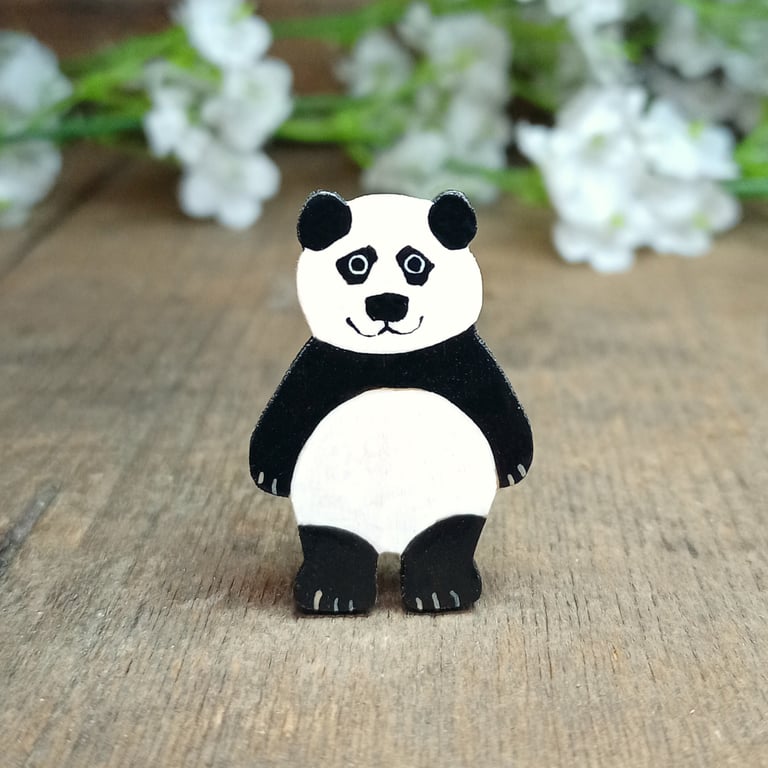 Handmade Panda Pin, Panda Gifts, Panda Brooch, Panda Jewellery