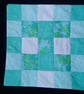 Green and white patchwork cushion cover 15x15in, 38x38cm. Lined. Wrapover back.  - Image 2