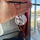 Pressed Flower, Gold Leaf and Rose Quartz Phone or Bag Charm