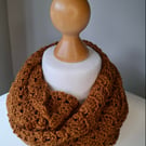 Lacy infinity circle scarf in merino wool and silk colour Burnt Orange