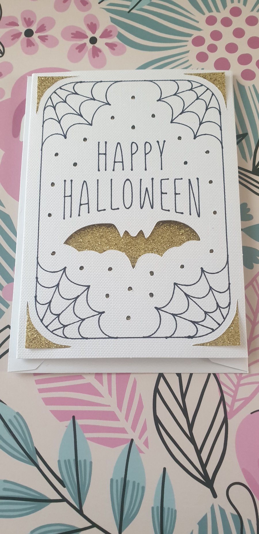 Small gold halloween card