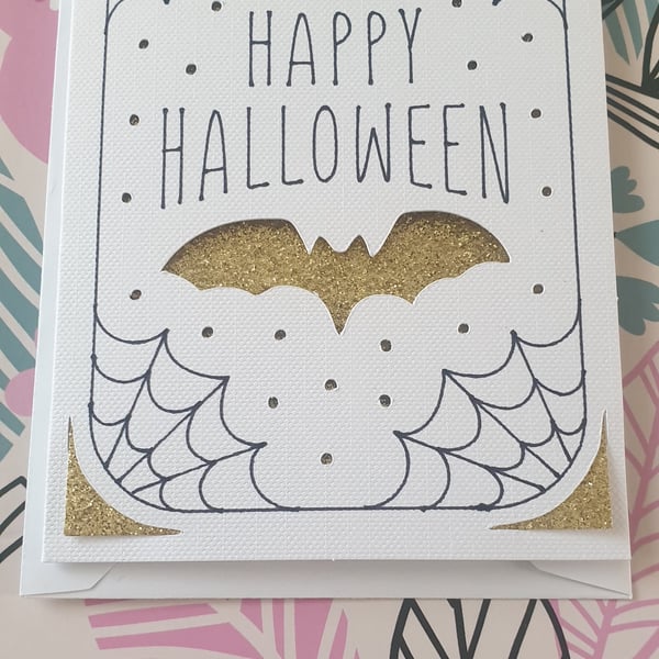 Small gold halloween card