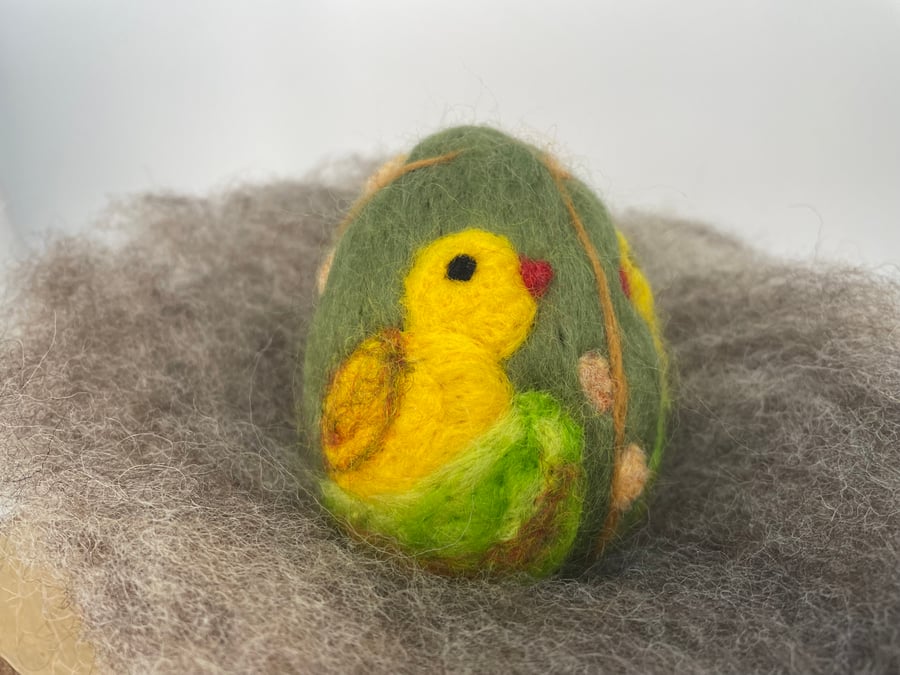 Felted Easter Egg, Needle Felt Easter Decoration, Two Ducks in nests