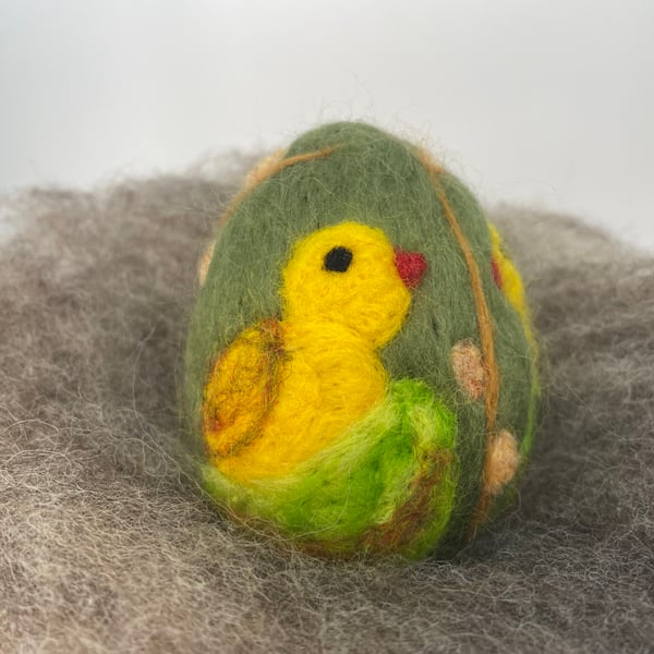 Felted Easter Egg, Needle Felt Easter Decoration, Two Ducks in nests