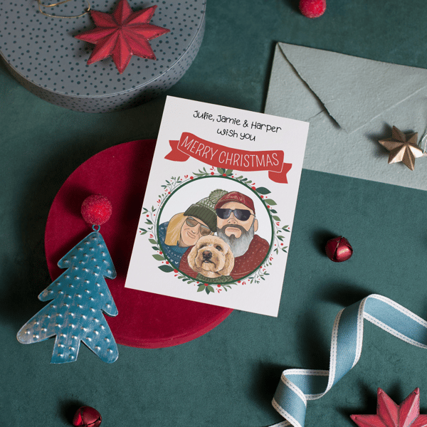 10 Personalised Christmas Card Bundle - Hand-drawn Illustration