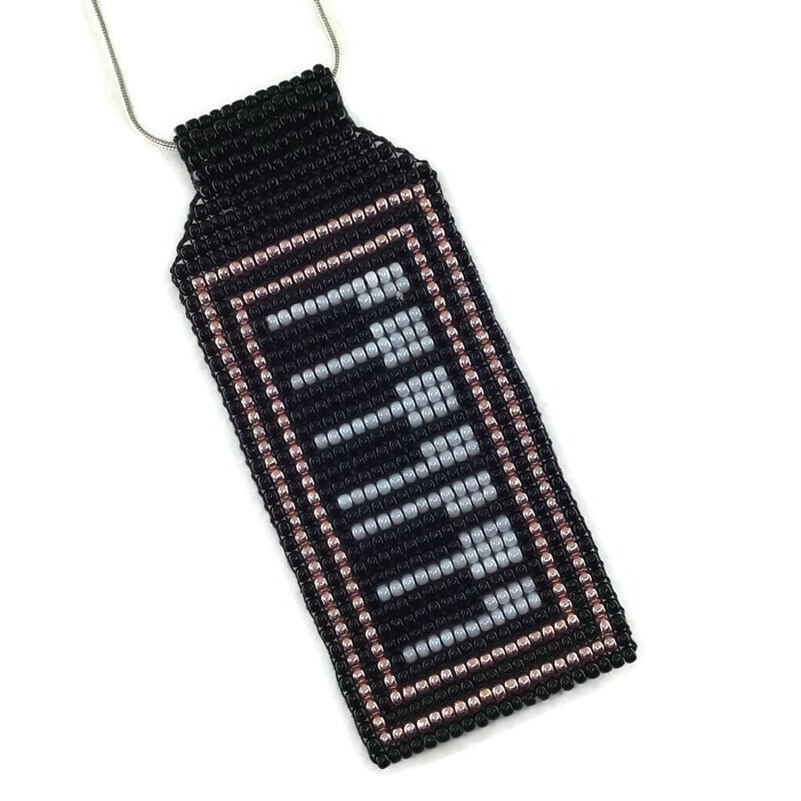 Fascinating Rhythm - Pink Art Deco Piano Bead Loom Pendant Necklace 925 Silver