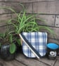 Upcycled Coffee Sack -  Mini Shoulder Bag -Blue and Cream check