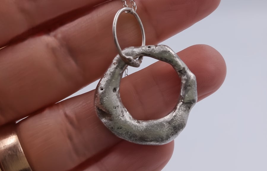 Molten Silver Orbit Necklace