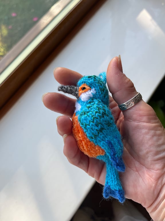 Kingfisher bird  hand knit tree decoration 
