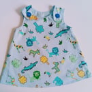 Blue Cotton summer dress, 3-6 months, dress, A line dress, Jungle animals  