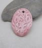 Large Shell Pink Leaf Sprig Ceramic Pendant - Image 3