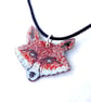 Fox's Head Pendant - in Rusty-Red Foxy Enamel Colours - Image 2